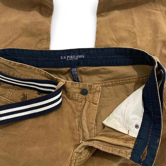 Belted Pants Tan U.S. Polo Assn. Corduroys – Size 31x32 - Picture 1 of 8